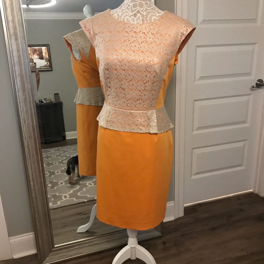 Antonio Melani Size 14 Orange Sheath Dress